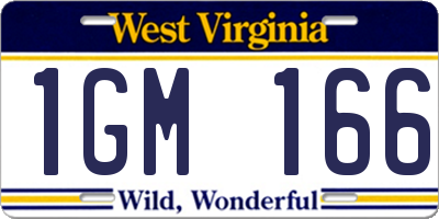WV license plate 1GM166