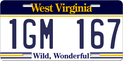 WV license plate 1GM167
