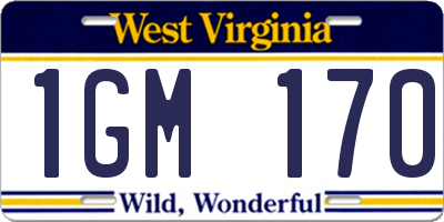 WV license plate 1GM170