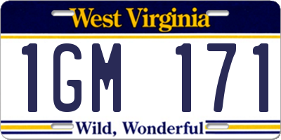 WV license plate 1GM171