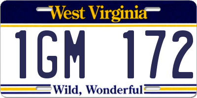 WV license plate 1GM172