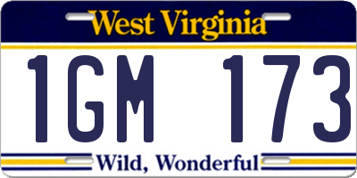 WV license plate 1GM173