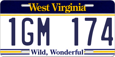 WV license plate 1GM174