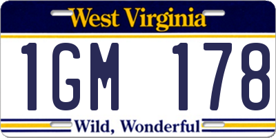 WV license plate 1GM178