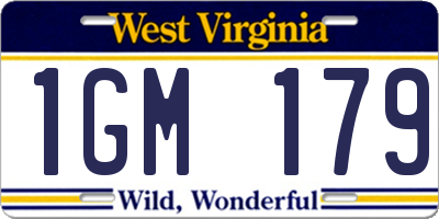 WV license plate 1GM179