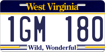WV license plate 1GM180
