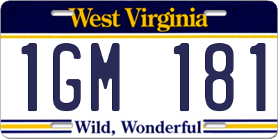 WV license plate 1GM181