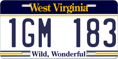 WV license plate 1GM183