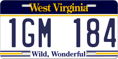 WV license plate 1GM184