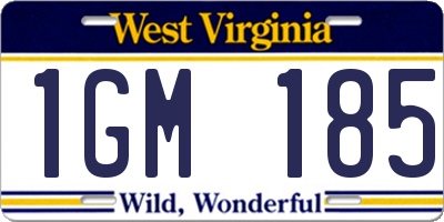 WV license plate 1GM185