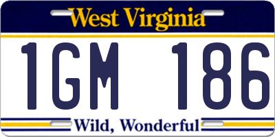 WV license plate 1GM186