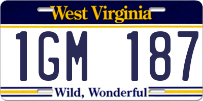 WV license plate 1GM187