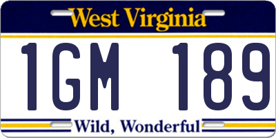 WV license plate 1GM189