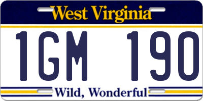 WV license plate 1GM190
