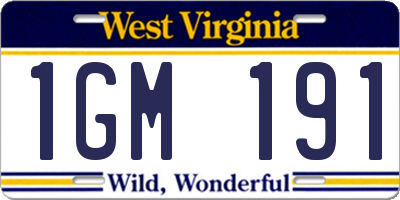 WV license plate 1GM191