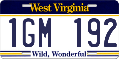 WV license plate 1GM192