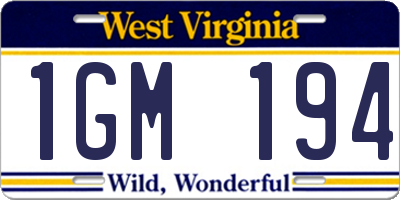 WV license plate 1GM194