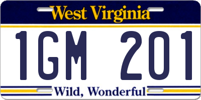 WV license plate 1GM201