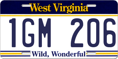 WV license plate 1GM206