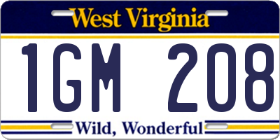 WV license plate 1GM208
