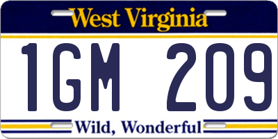 WV license plate 1GM209