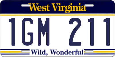 WV license plate 1GM211