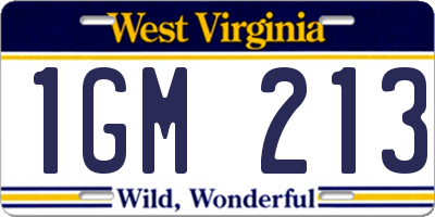 WV license plate 1GM213