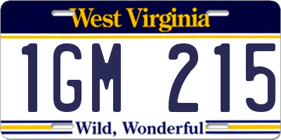 WV license plate 1GM215