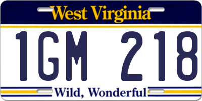 WV license plate 1GM218