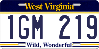 WV license plate 1GM219