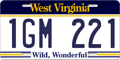 WV license plate 1GM221