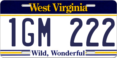 WV license plate 1GM222