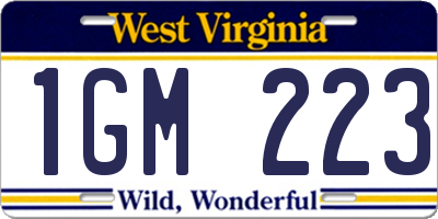 WV license plate 1GM223
