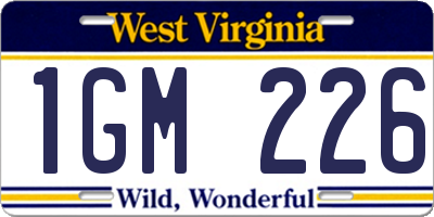 WV license plate 1GM226