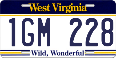 WV license plate 1GM228