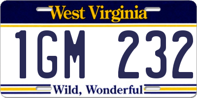 WV license plate 1GM232