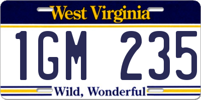 WV license plate 1GM235