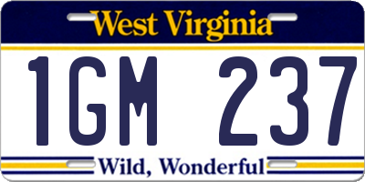 WV license plate 1GM237