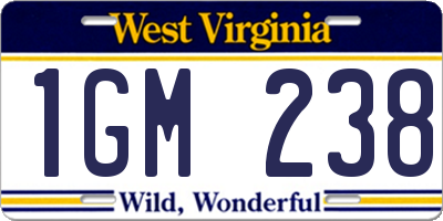 WV license plate 1GM238