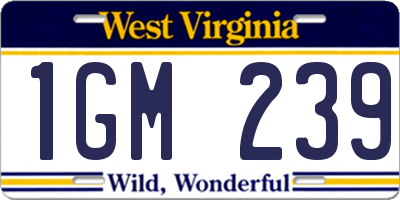 WV license plate 1GM239