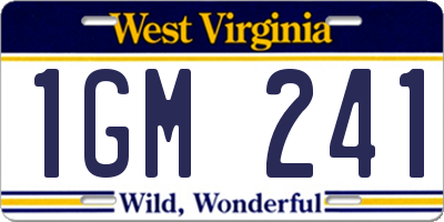 WV license plate 1GM241