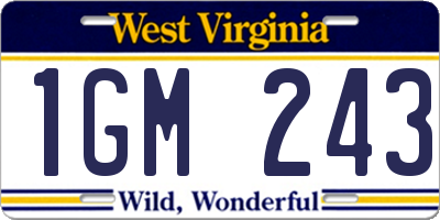 WV license plate 1GM243