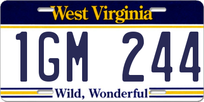 WV license plate 1GM244
