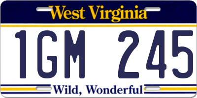WV license plate 1GM245