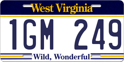 WV license plate 1GM249
