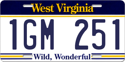 WV license plate 1GM251
