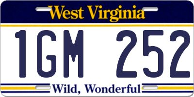 WV license plate 1GM252