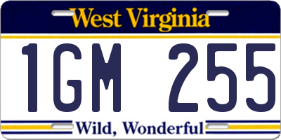 WV license plate 1GM255