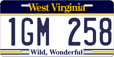 WV license plate 1GM258