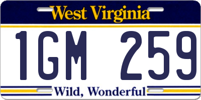 WV license plate 1GM259